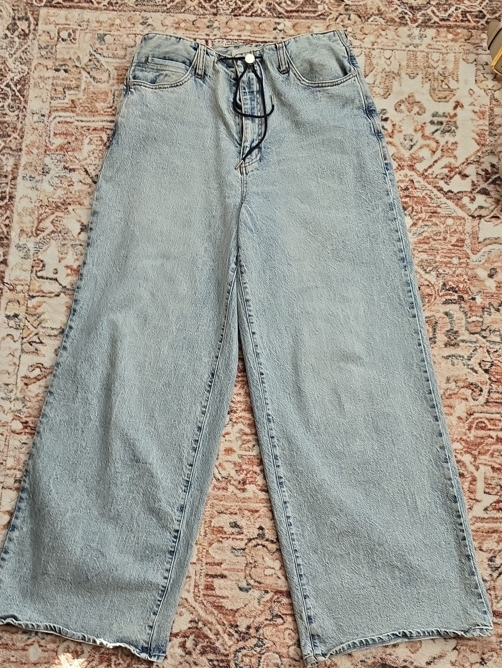 Habitual Light Blue High Waist Wide Leg Women's Jeans Drawstring Size 6